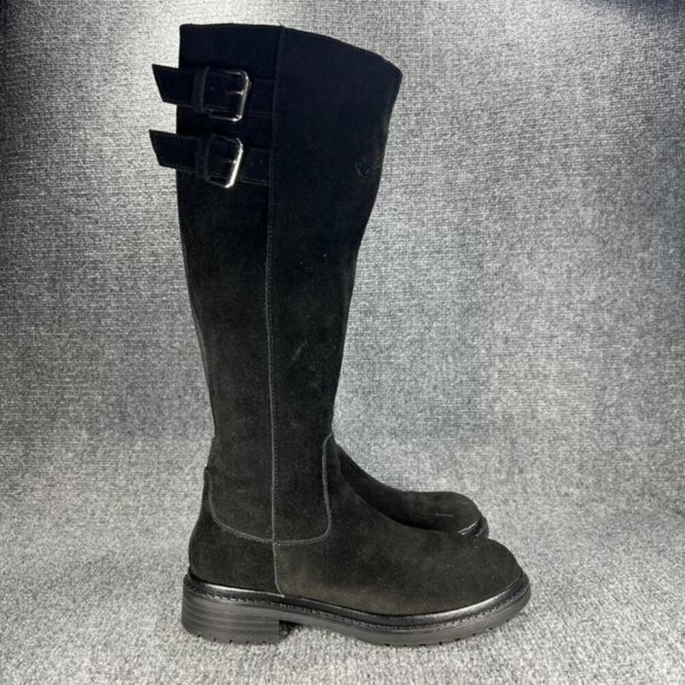 Blondo Womens Reagan Riding Boots Size 7 Black Suede Waterproof Chunky Sole New